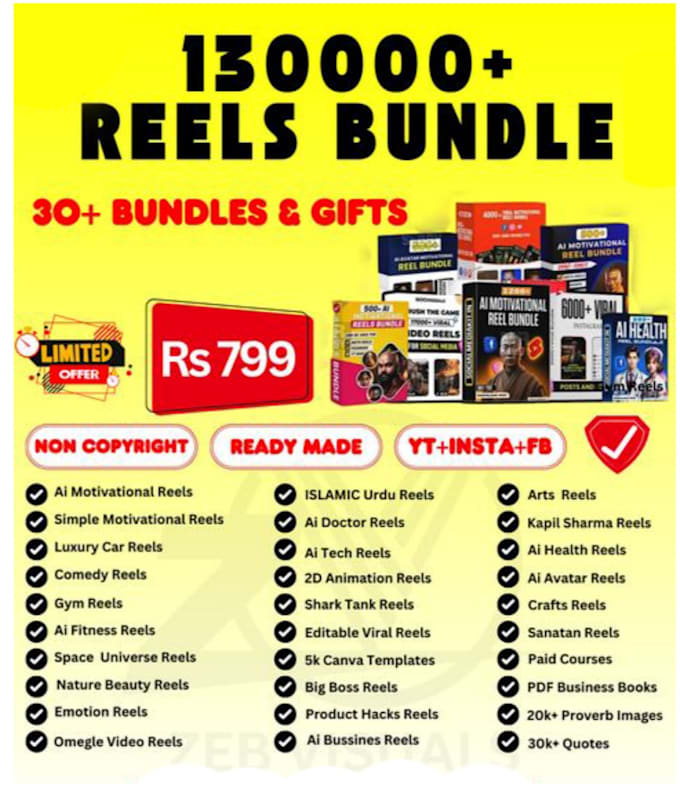 provide 130k ready to use reels bundle for social media