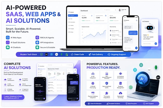 build ai saas, ai web apps, ai chatbots and ai mobile apps