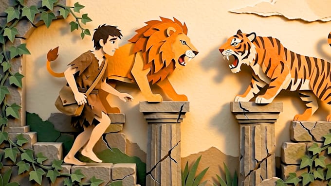 create a digital style ai paper stop motion animation
