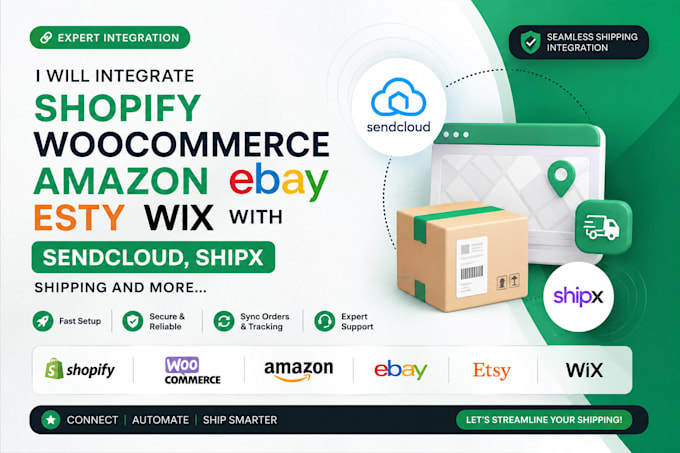 integrate shopify woocommerce amazon ebay esty wix with sendcloud shipx shipping