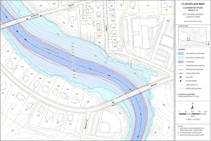 create floodplain, watershed, wetland and environmental gis maps