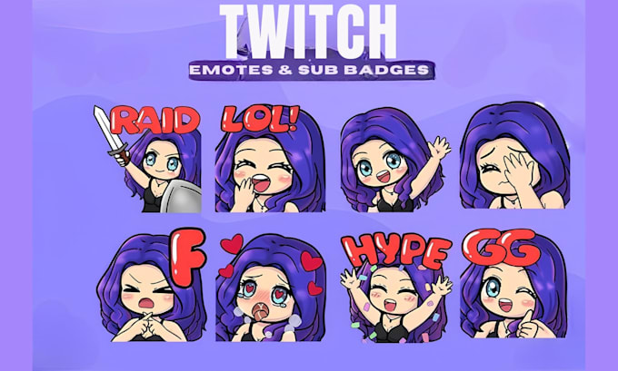 do custom twitch emotes discord kick emotes sub badges chibi emotes for streamer