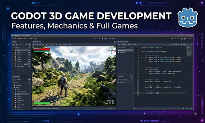 develop 3d game features and mechanics in godot