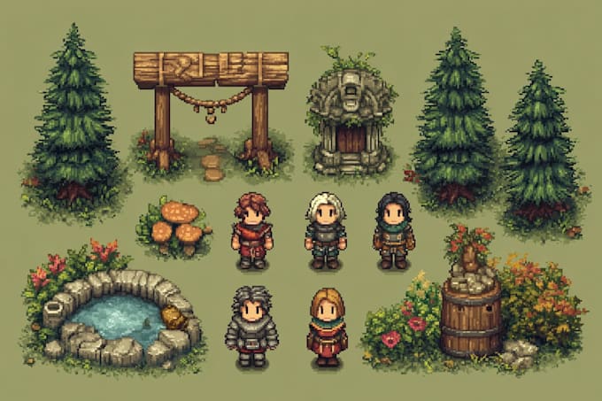 gb styled characters icons, overworld sprites or scenes