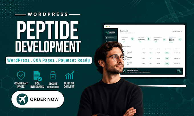 build a peptide website, research peptide store with payment processor setup