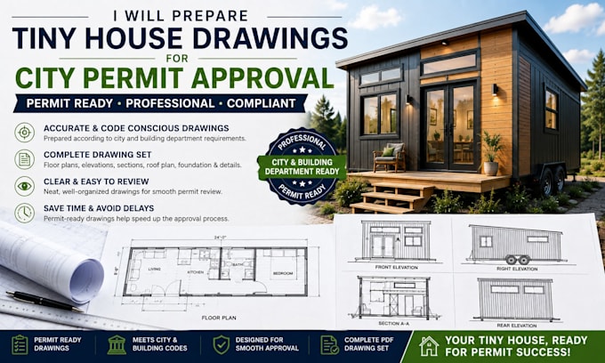 prepare tiny house drawings for city permit review