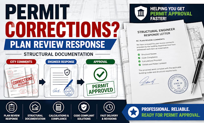 respond to structural permit corrections and plan review comments