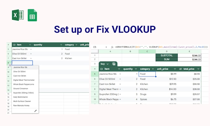 set up or fix vlookup