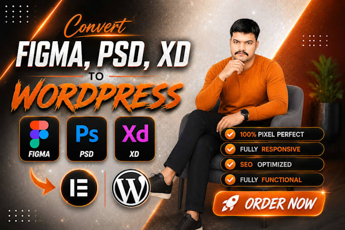 convert figma PSD xd to elementor wordpress