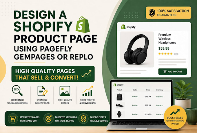 design a shopify product page using pagefly, gempages, replo