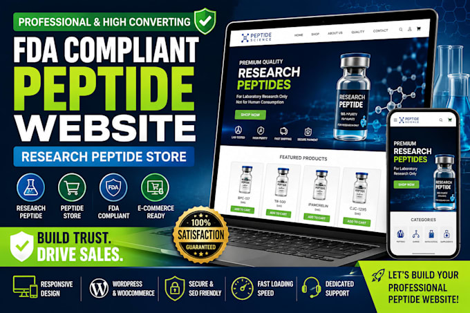 build fda compliant peptide website, research peptide store