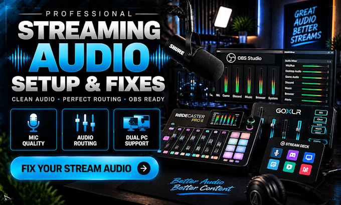 setup goxlr rodecaster and fix obs streaming audio