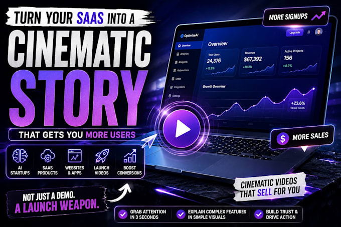 create a cinematic saas or ai startup promo video for launch
