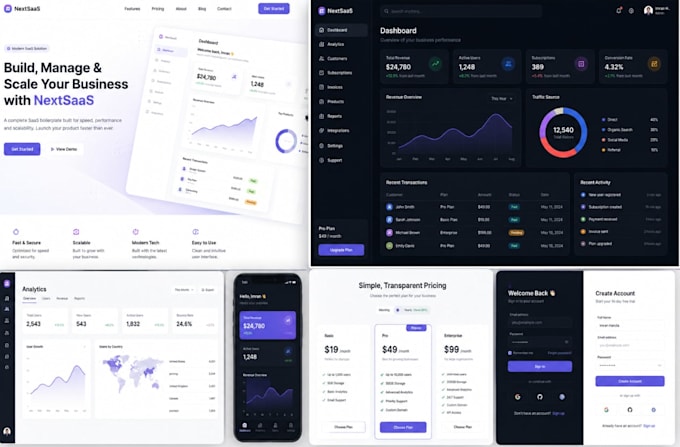 build a modern saas web application and dashboard