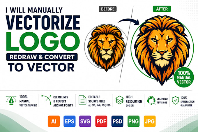 manually vectorize logo, redraw and convert to vector
