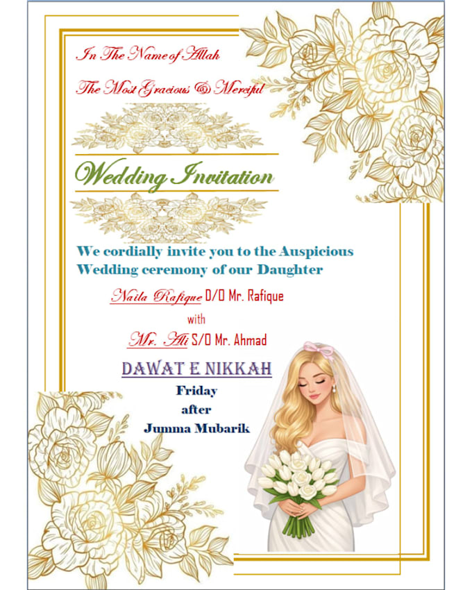 design elegant islamic wedding invitation card