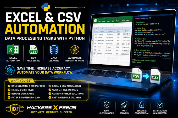 automate excel CSV and data processing tasks with python