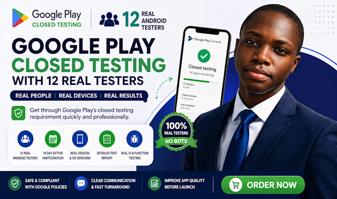 12 real testers for google play closed testing