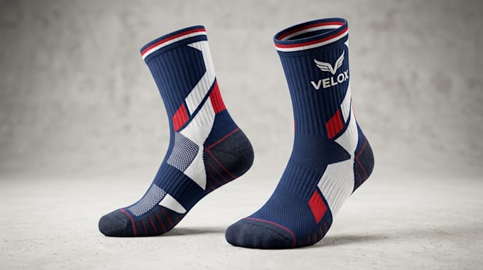 create custom 3d socks design, 3d socks rendering, 3d socks model, product model