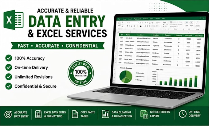 do accurate data entry and excel spreadsheet work