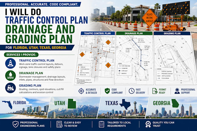 do traffic control plan drainage and grading plan for florida utah texas georgia