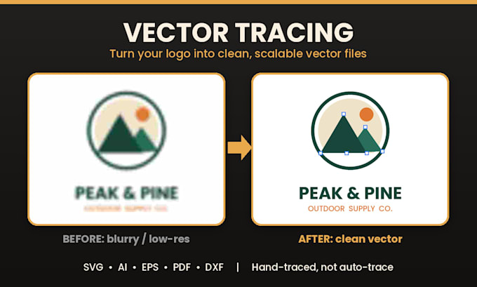 vector trace your image to svg, ai, eps