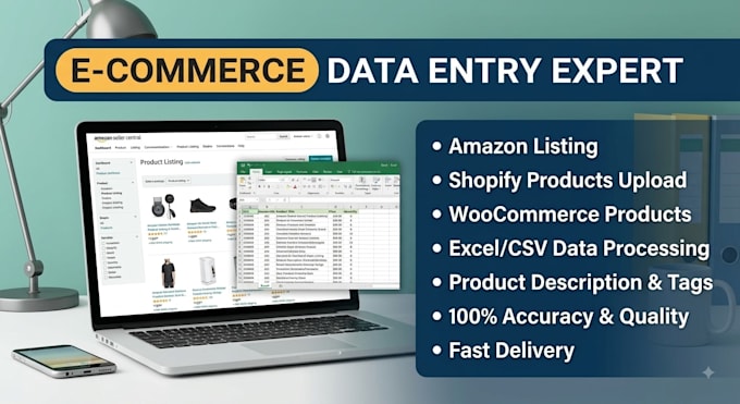 do ecommerce data entry and shopify product listing