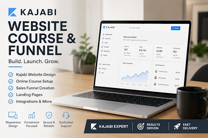 build kajabi website, course and funnel