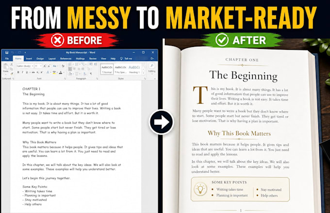 format your book, manuscript, or novel for KDP, paperback, and ebook