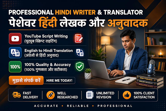 write hindi script and translate english to hindi