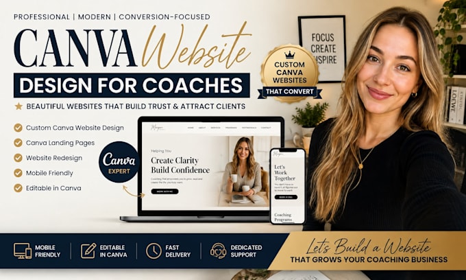 design a professional canva website for coaches