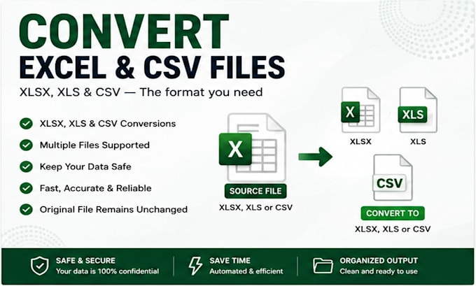 convert excel xlsx xls and CSV files