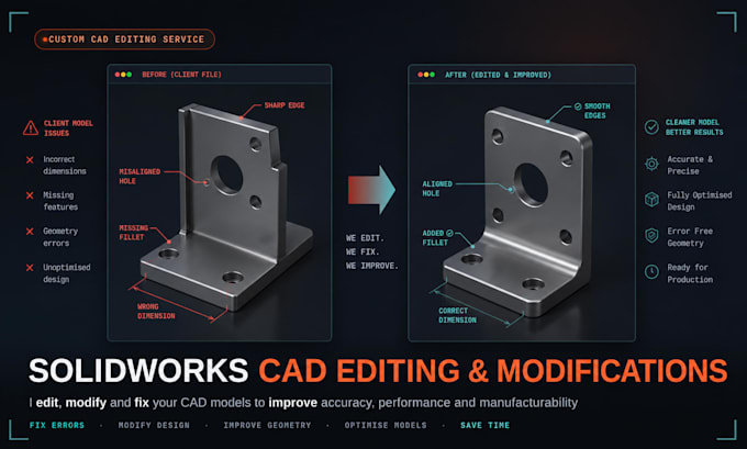 fix issues and make changes to a cad model