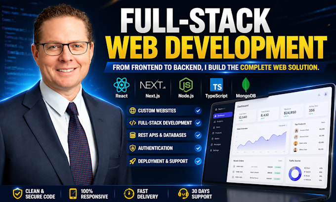 build a custom full stack website web application as frontent backend developer