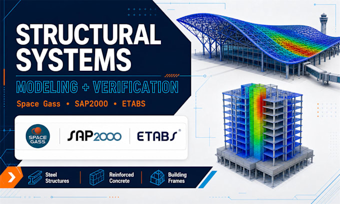 design and analyze structures using space gass sap2000 and etabs