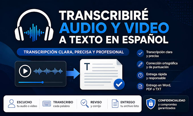 transcribiré audio y video a texto en español