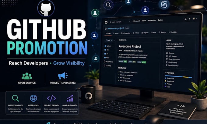 grow your organic github project github promotion gain star fork repo traffic