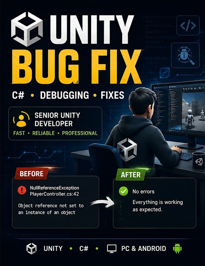 fix bugs and errors in your unity game