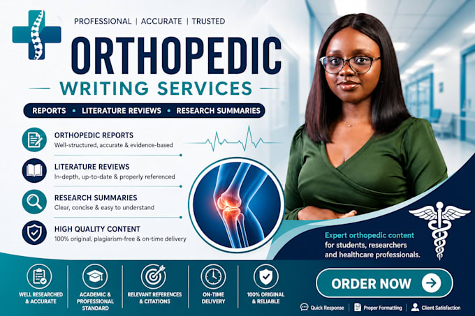 write professional orthopedic reports, research and medical content