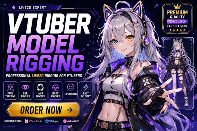 design and rig live2d vtuber model vtuber rigging character design live2d model