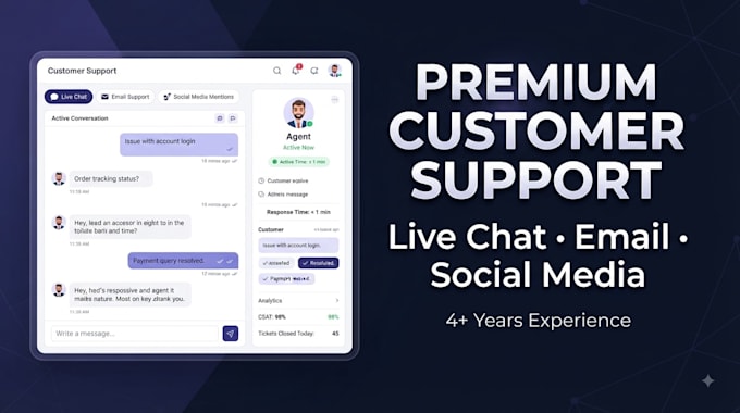 be your professional live chat and customer support agent