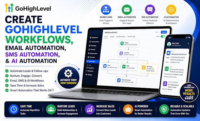 do gohighlevel workflows, email automation, SMS automation, ai automation