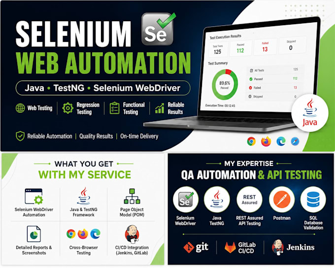 automate your web application using selenium java, python, testng