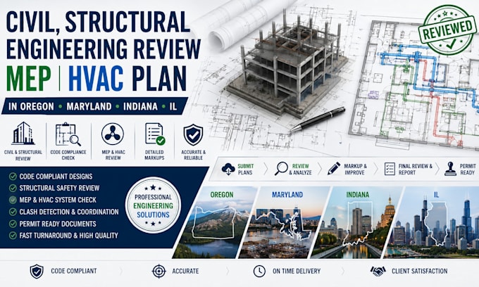 civil, structural engineering review mep hvac plan in oregon maryland indiana il