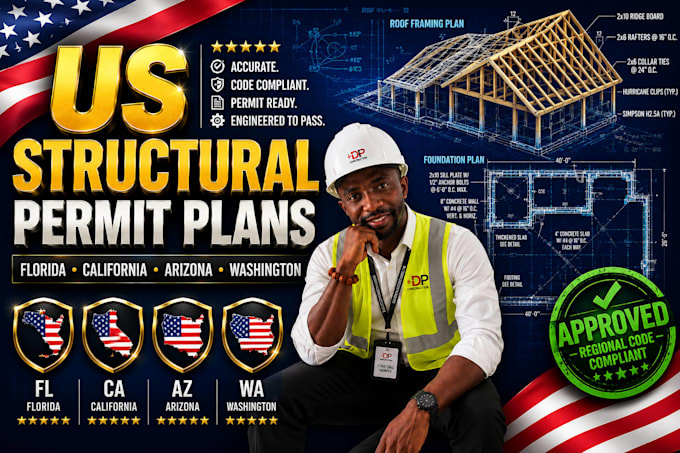 design structural plans for florida, california, arizona, washington permits
