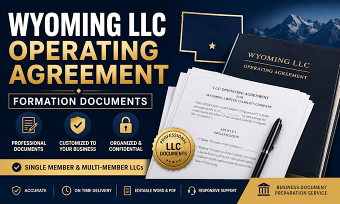prepare your wyoming llc operating agreement and formation documents