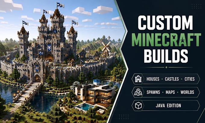 build custom minecraft houses, castles, cities and structures