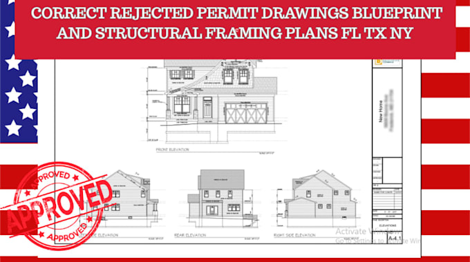 correct rejected permit drawings blueprints structural framing plans fl tx ny