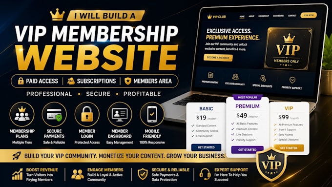 build a professional VIP membership website with paid access