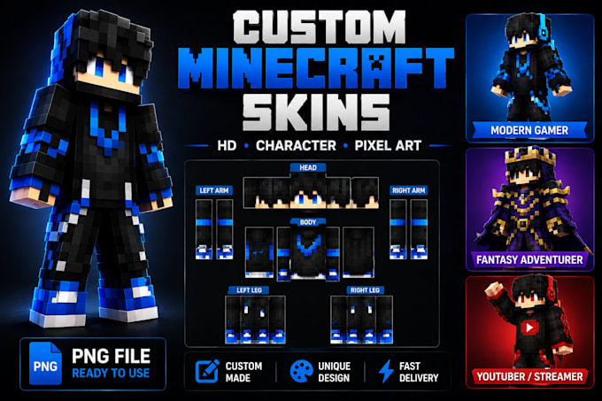 create custom minecraft skins, HD skins and unique character skins